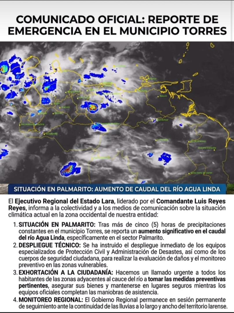 REPORTE DE EMERGENCIA EN EL MUNICIPIO TORRES POR EL AUMENTO DEL CAUDAL DEL RÍO AGUA LINDA